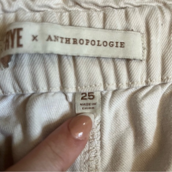 Frye X Anthropology Cream Paperbag Waist Embroidered Shorts C - Picture 3 of 5